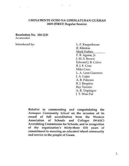 J M S Brown Guam Legislature J M S Brown Guam Legislature