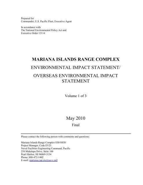 MARIANA ISLANDS RANGE COMPLEX ... - Guam Legislature