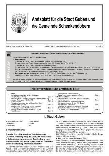 Amtsblatt für die Stadt Guben und die Gemeinde Schenkendöbern