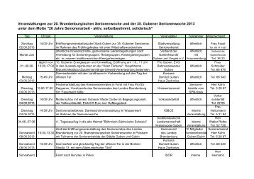 Veranstaltungen zur 20. Brandenburgischen ... - Guben