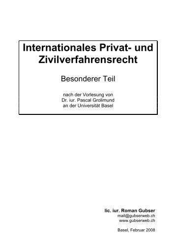 Internationales Privatrecht - besonderer Teil