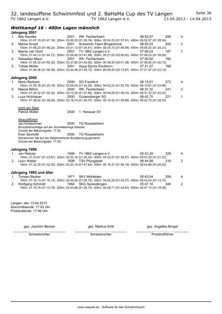 Kompaktes Protokoll - Schwimmgemeinschaft NEPTUN Lampertheim