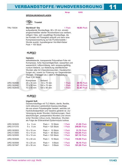 11 - Verbandstoffe, Wundversorgung
