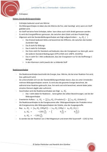 Lernzettel für die 1. Chemiearbeit – Galvanische Zellen- - guennet.de