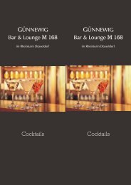 List of Cocktails - bei den Günnewig Hotels und Restaurants