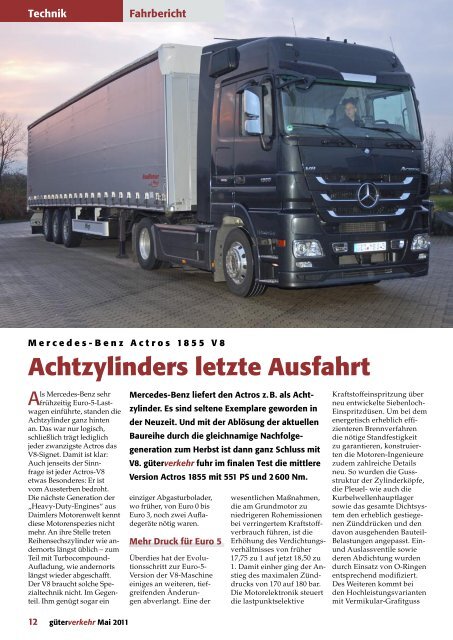 Mercedes-Benz Actros 1855 V8 - Güterverkehr - online