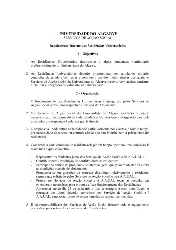 Regulamento Interno das Residências Universitárias - Guia do ...