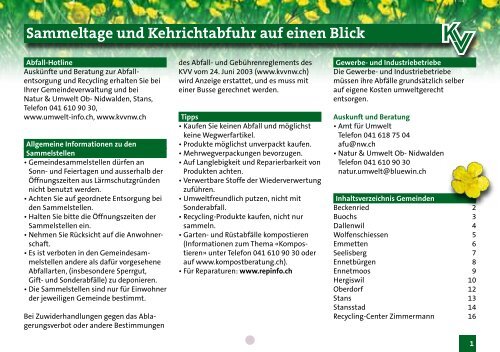 Sammeltage und Kehrichtabfuhr auf einen Blick - guidle