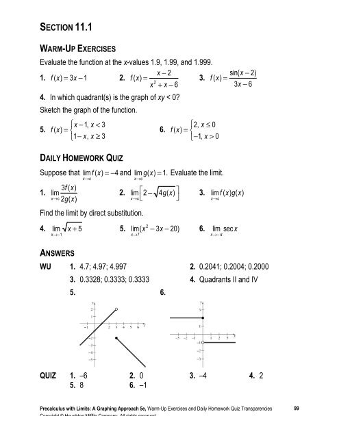 Warm Up And Hw Quiz