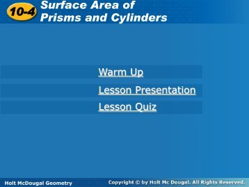 10-4 Surface Area of Prisms and Cylinders