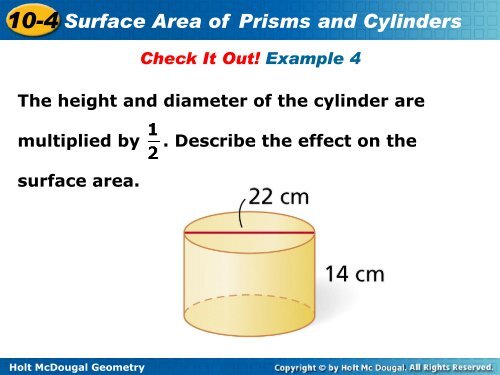 10-4 Surface Area of Prisms and Cylinders