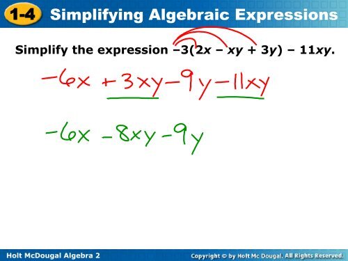 1.4 Simplifying Algebraic Expressions