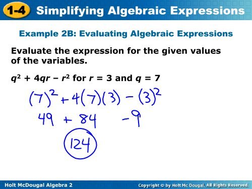 1.4 Simplifying Algebraic Expressions