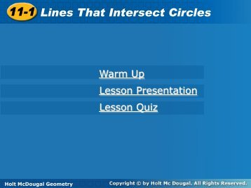 11-1 Lines That Intersect Circles 11-1 Lines That Intersect Circles