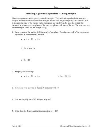 Modeling Algebraic Expressions ? Lifting Weights