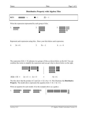 Activity 2.4.2 Distributive Property with Algebra Tiles