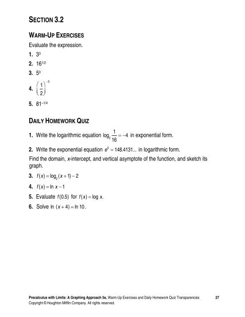 Warm-up and HW Quiz