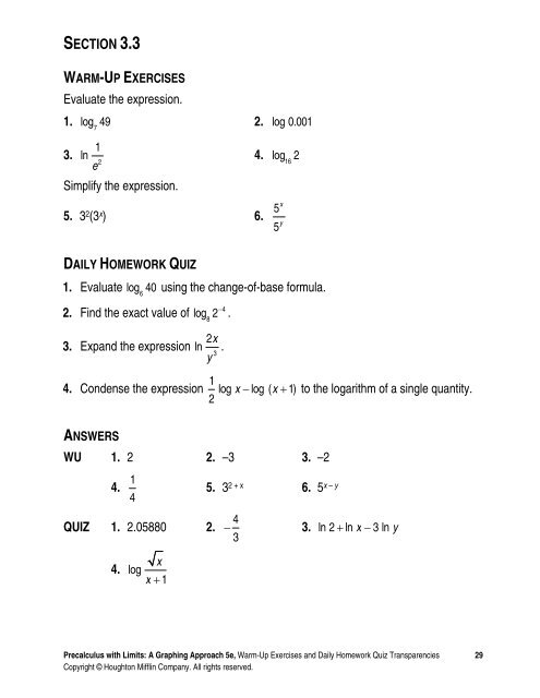 Warm-up and HW Quiz