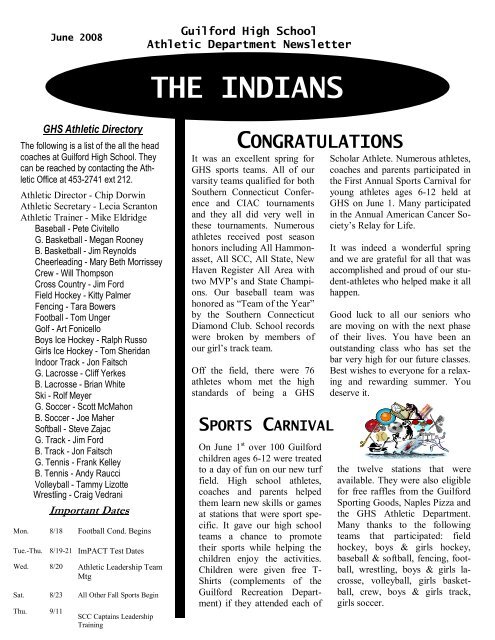 THE INDIANS - Guilford Public Schools