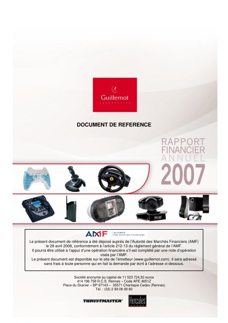 DOCUMENT DE REFERENCE - Guillemot corporation