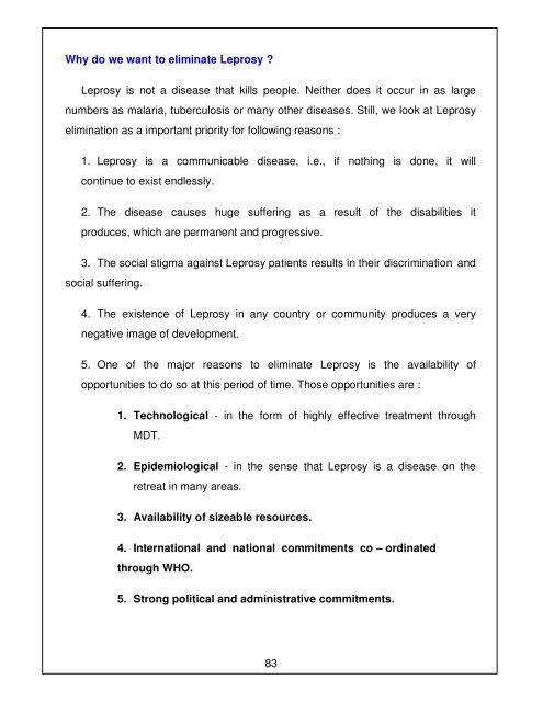 Leprosy Training Module for Medical Officers