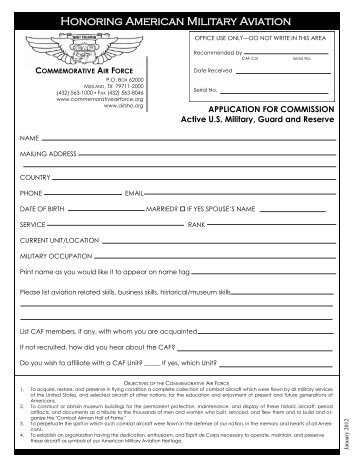 CAF Colonel Active Military Application - Gulf Coast Wing