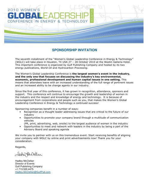 SPONSORSHIP INVITATION - Gulf Publishing Company