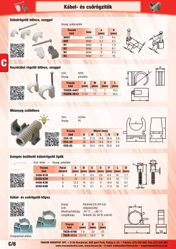 C/8 Kábel- és csőrögzítők - Tracon