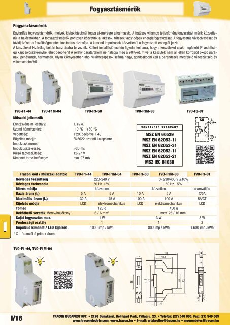 I/16 Fogyasztásmérők - Tracon