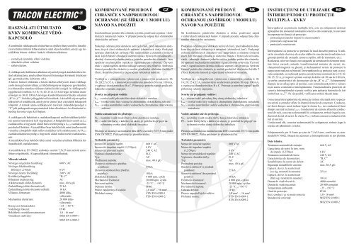 Instrucţiuni de utilizare - Tracon