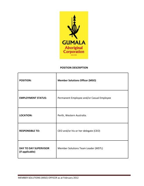 Member Solutions Officer - Gumala