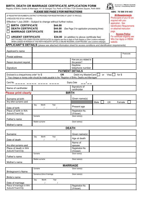 Birth Death Or Marriage Certificate Gumala