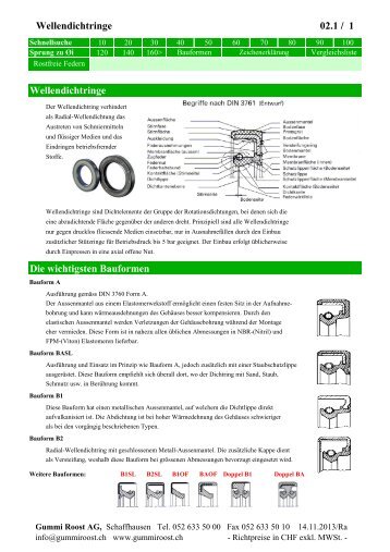 Wellendichtringe 02.1 / 1 Wellendichtringe Die ... - Gummi Roost AG