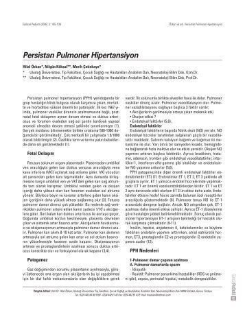 Persistan Pulmoner Hipertansiyon - Güncel Pediatri Dergisi