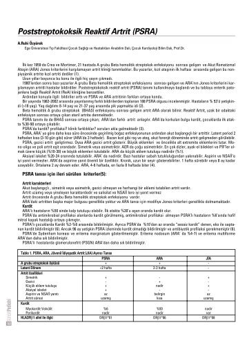 Poststreptokoksik Reaktif Artrit (PSRA)