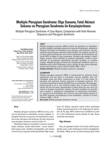 Multiple Pterygium Sendromu - Güncel Pediatri Dergisi