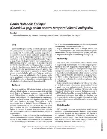 Benin Rolandik Epilepsi - Güncel Pediatri Dergisi