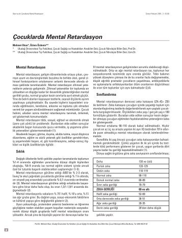 Çocuklarda Mental Retardasyon - Güncel Pediatri Dergisi