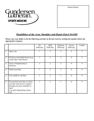 Disabilities of the Arm, Shoulder and Hand (Quick DASH)