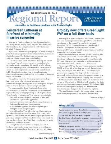 Regional Report - Gundersen Health System