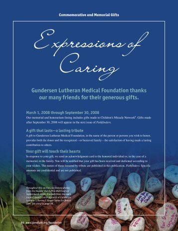 Gundersen Lutheran Medical Foundation thanks our many friends ...