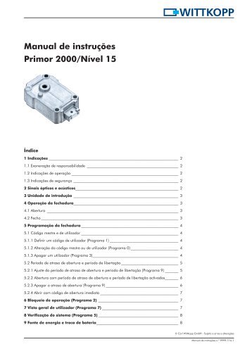 Manual de instruções Primor 2000/Nível 15 - Gunnebo