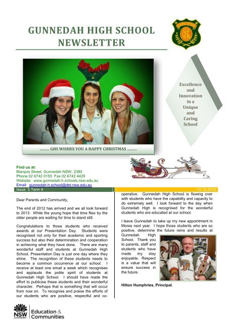 GUNNEDAH HIGH SCHOOL NEWSLETTER