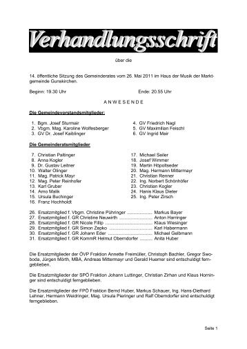 Gemeinderatssitzung vom 25. Mai 2011 (1,31 MB ... - Gunskirchen