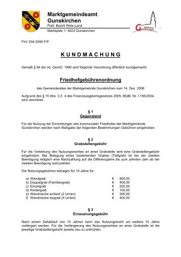 Friedhofgebührenordnung - .PDF - Gunskirchen