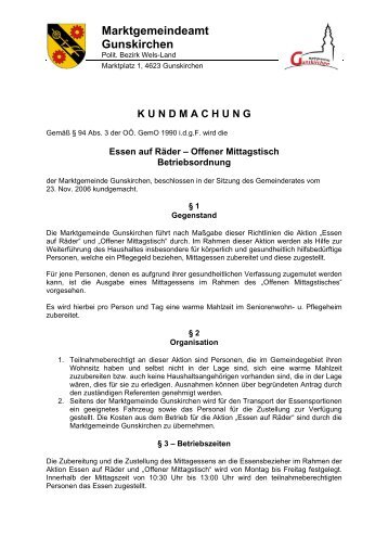 Essen auf Räder - Betriebsordnung - .PDF - Gunskirchen