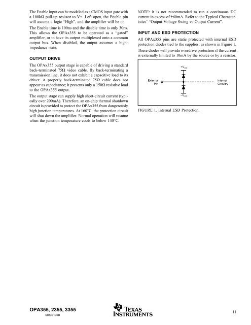 "OPA355,2355,3355: High Speed,Video CMOS Operational Amp."