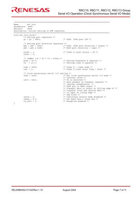 Clock Synchronous Serial I/O Mode - von Gunthard Kraus