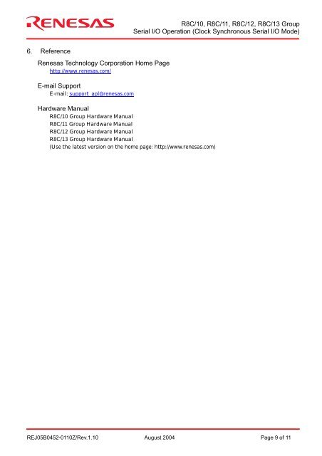 Clock Synchronous Serial I/O Mode - von Gunthard Kraus