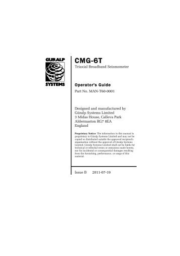 MAN-T60-0001 - CMG-6T Operator's Guide - Güralp Systems Limited